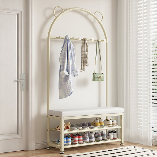 Jungle coat rack floor-to-ceiling foyer bedroom door shoe changing stool shoe rack clothes rack integrated clothes drying rack 100 gold gray PU