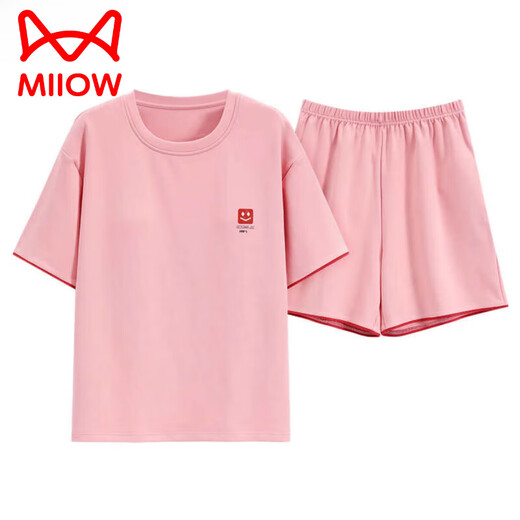 猫人（MiiOW）2025年新款睡衣女夏季爆款纯棉短袖甜美休闲运动家居服套装 Z9854 M 【建议80-100斤穿】