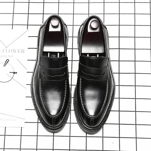 
Ruan Dai (RUANDAI) Doudou shoes men's trendy British style lazy loafers business formal wear breathable casual leather shoes 9715-D black 38