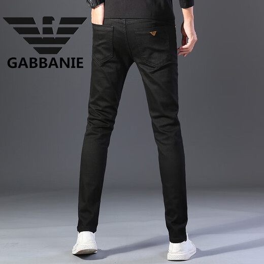 Armanibr Armani Black Jeans Men's Men's Casual polyvalent automne et hiver Stretch Slim Straight Pantal