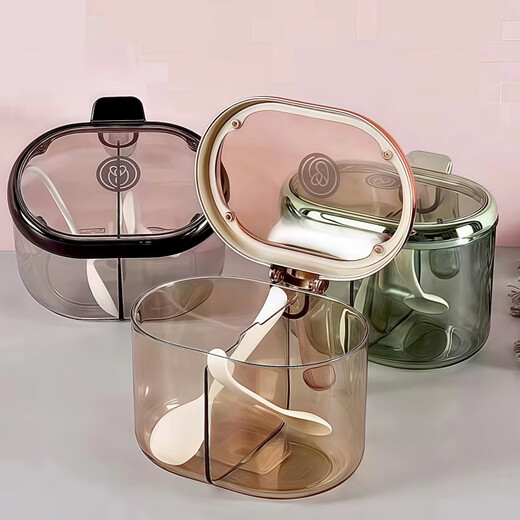 Ye Yu seasoning jar integrated multi-grid salt jar combination kitchen sugar MSG condiment seasoning bottle three-in-one seasoning box three compartments two compartments rose gold