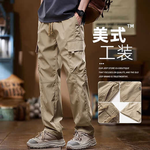 班尼路S&K工装裤男款裤子男士休闲裤直筒2025新款宽松男裤夏季长裤男装 黑色 XL 【商家推荐】130~150斤