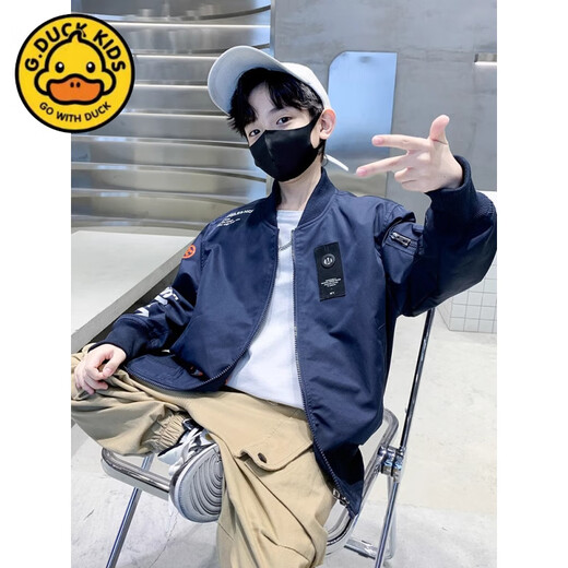 G.duck2025 children's clothing boys' jackets boys' jackets spring and autumn long-sleeved tops for middle-aged and older children, handsome and versatile, green spring and autumn 140 cm