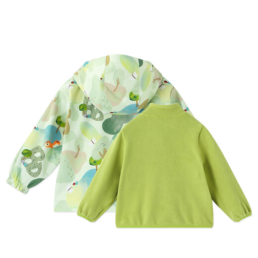 B.Duck Little Yellow Duck Children's Clothing Boys Jacket Three-in-One Children's Three-Proof 2025 Autumn and Winter New Girls Outdoor Two-piece Set Three-Proof Jacket + Warm Velvet Liner Light Grass Green 100 cm (Category A)
