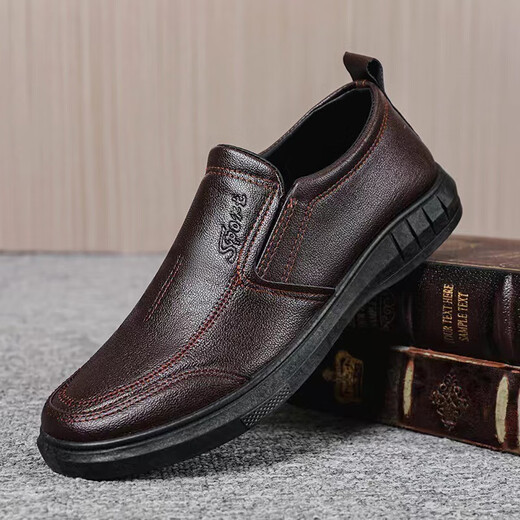 
Red Dragonfly handled leather soft leather men's leather shoes soft sole business anti-slip PU casual shoes wear-resistant men's shoes odor-proof f882 black 42