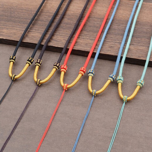 Beautifully made gold pendant rope pendant lanyard gold lock braided rope lotus jade pendant thangka necklace rope halter black with rope for men and women, about 3mm thick, black 1 piece