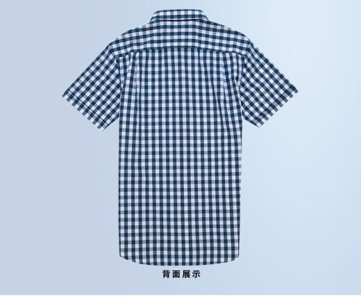 夏季短袖衬衣男纯棉薄款格子方领商务休闲衬衫C12049 绿色 M