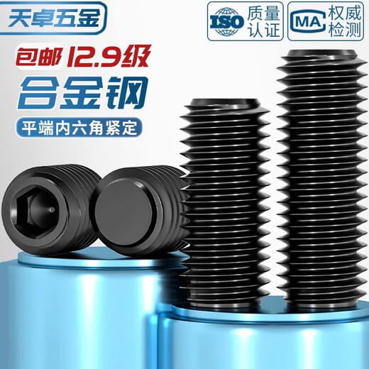 Tianzhuo Hardware M3-M16 flat end set screw 12.9 grade inner hexagon headless screw machine meter stop screw M4M5M6M8 12.9 grade-M8*14-50 pieces