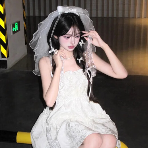 Veil, certificate, tiara, proposal, photo props, birthday bride, wedding engagement decoration, confession scene bow, double-layer beaded bow veil