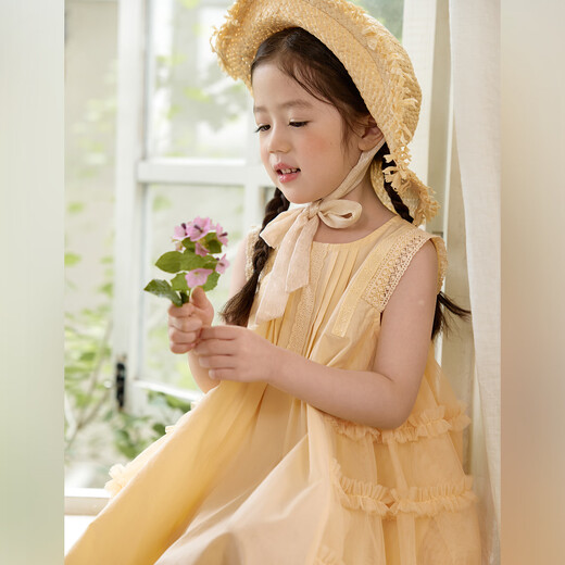 LUSON小O宝童装宝宝重工满绣小雏菊连衣裙女夏2025女童花边蓬蓬公主裙