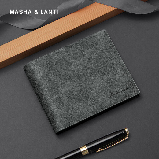 MashaLanti Valentine's Day Birthday Gift for Boyfriend Men's Wallet Short 2025 New Style Multi-Card Card Wallet Smoke Gray [Give Boyfriend Gift for Husband Father Dad