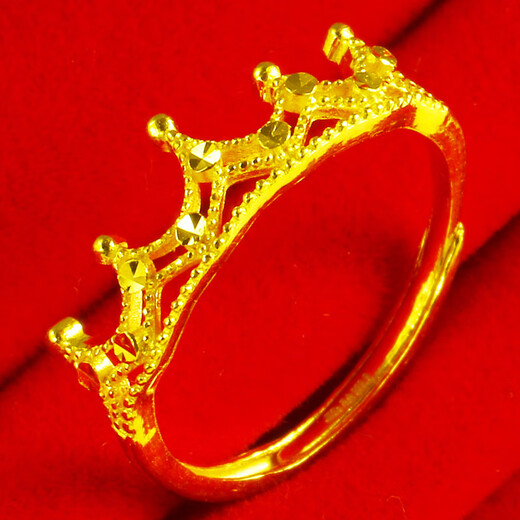 Qianying Jewelry Gold Ring 9999 Pure Gold Women's Index Finger Ring Crown Wedding Jewelry Plain Ring for Valentine's Day for Girlfriend Weighs about 2.60-2.8g (including labor cost 35)