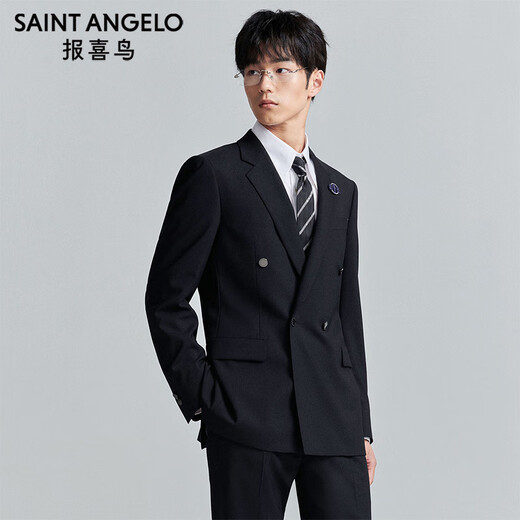 Angel Bird Fashion Double Breasted Suit (Top) Men's Double Slit Straight Suit KEBB251010S Black 48A