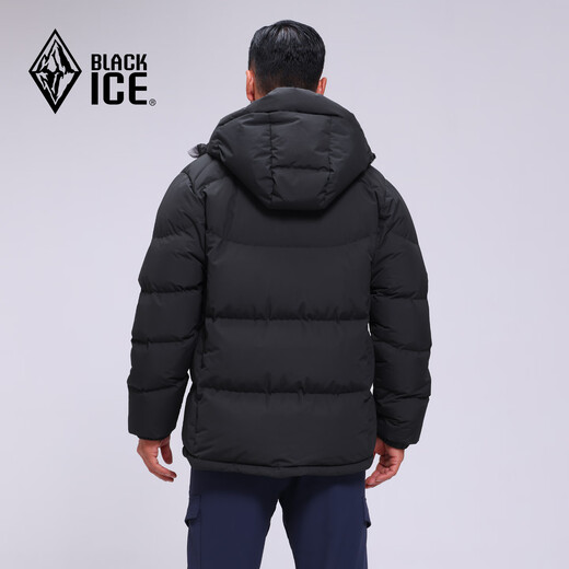 Black Ice 25 Neue Herbst und Winter Herren Classic Tianshu PLUS Outdoor Abnehmbarer Hut Gänsedaunen 700 Puff Daunenjacke F8509MJ Schwarz L