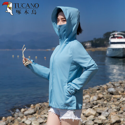 Pics de pic Vêtements de crème solaire pour femmes 2025 Nouveau été des femmes à la longueur du milieu de la longueur à manches longues minces en mousseline de soie en mousseline de soie et du chapeau étendu de longueur moyenne 4880-blanc mince l 100-115jin [Jin est égal à 0,5 kg]