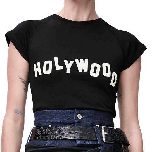 
LOEWE Women's Black Cotton Holywood Print Small Silhouette T-Shirt S