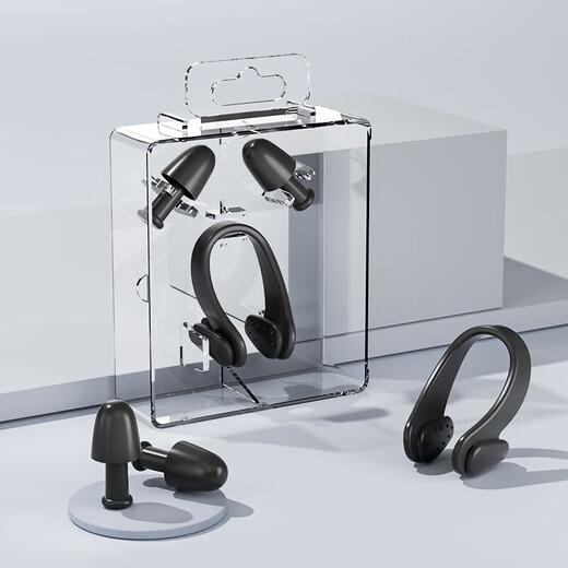 Earplugs nose clip silicone box for children and adults waterproof nose clip earplugs set swimming equipment supplies pink-bag