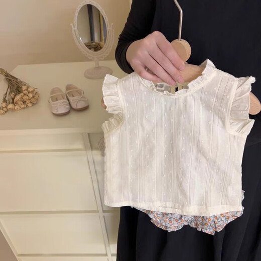 Xinnan Girls Kitchen Rock Set Sommer 2025 Neues Baby Mode sommerliche Baumwollmädchen modische zweiteilige Sommer Jacquard Rock Set Größe 100 [Vorgeschlagene Höhe 85-95 cm]
