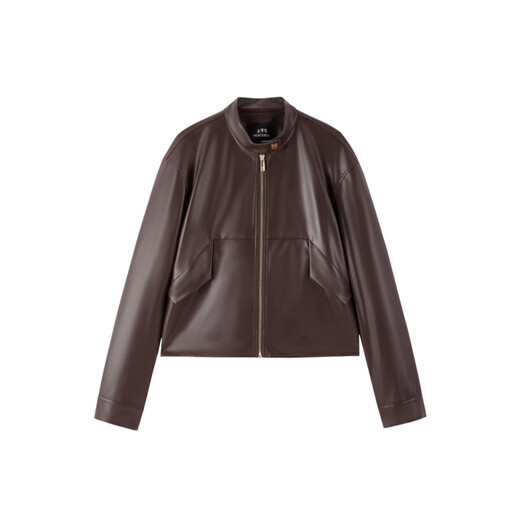 PeaceBird Women's Leather Chaqueta dorada Botón Pequeño soporte de soporte Proteína PU Pu Capota de cuero Motorcillo truncado para mujeres A Maroon S