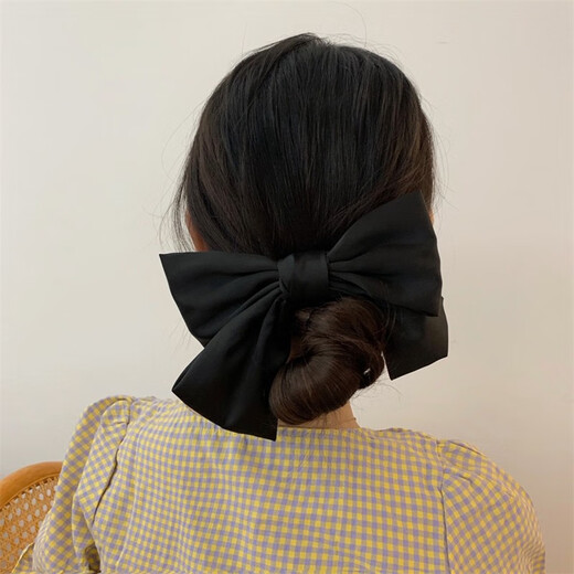 Yililuo Big Bow Hairpin French Retro Satin Net Red Hair Accessory Women's Half-tied Hair Temperament Top Hairpin at the Back of the Head Bow Extreme Black