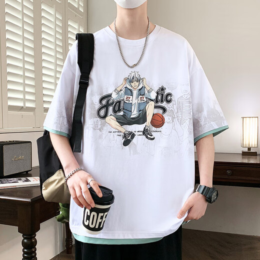 
Juemingway youth trendy short-sleeved T-shirt boy sports top big children summer clothes handsome trend 8379 white + 693 white M 80-95Jin [Jin equals 0.5 kg]