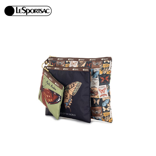 LeSportsac's new butterfly stamp series is fully printed with retro practical triple bag storage clutch, Wings of Nature