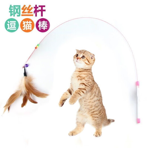 New cat toys, cat sticks, long rods, feathers with bells, cat toys, pet cat sticks to relieve bored cats, 1 replacement head