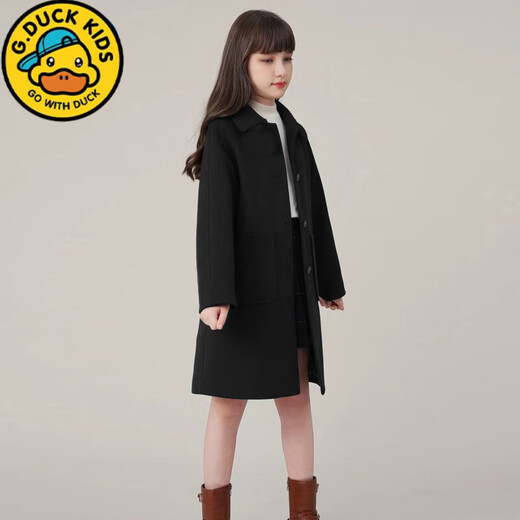 G.DUCKKIDS Wollmantel für Mädchen, 2025, neuer Wollmantel für Kinder, Herbst- und Winterkleidung für große Mädchen, Wollmantel im britischen Stil, Khaki, 150 cm