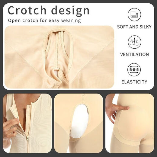 Banfishi Slimming Tummy Control Bodysuit Men's Tummy Controlling Underwear Shaping Garment Tight-fitting Body Shaping Garment After Liposuction Postoperative Shapewear Corset Waist Styling Forced Pressure No need to take off for defecation Black zipper front and rear opening model