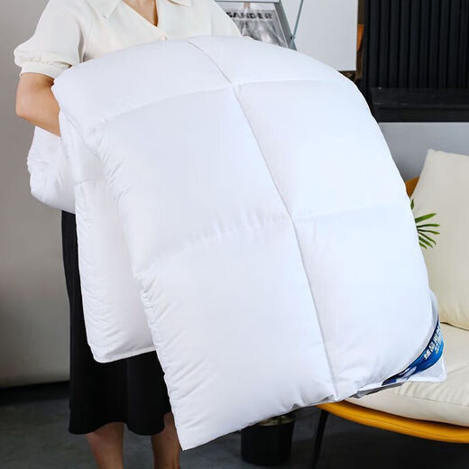 水星家纺出品95白鹅绒被子春秋被冬被保暖双人鸭绒被芯羽绒被加厚 8/*686黄+灰[已通过质检] 150x200cm8斤加厚冬被