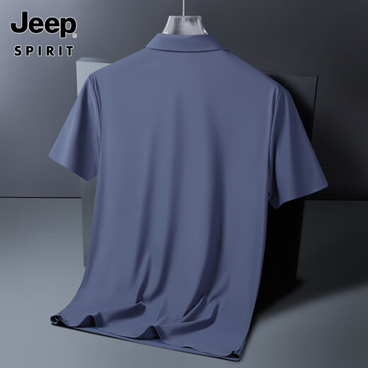 JEEP SPIRITJEEP Jeep Ice Silk POLO shirt men's summer thin cool quick-drying short-sleeved T-shirt business casual lapel top JEEP12358 Ice Silk POLO shirt/peacock blue JEE 5XL 200-220Jin[Jin equals 0.5 kg]