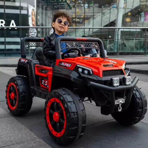 New children's electric car with remote control four-wheel drive off-road vehicle that can sit on baby car and child toy car white + four-wheel drive + remote control / swing + Bluetooth / pull rod