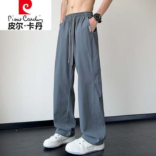 皮尔卡丹（pierre cardin）冰丝裤子男士夏季薄款帅气潮牌美式宽松百搭垂感直筒男生休闲长裤 6636#卡其 M