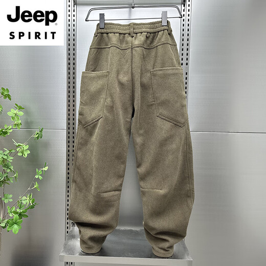 JEEP SPIRIT autumn and winter plus velvet 2025 American casual trousers men's machete pants loose straight corduroy sports trousers black plus * velvet XL 135-155Jin Jin equals 0.5 kg