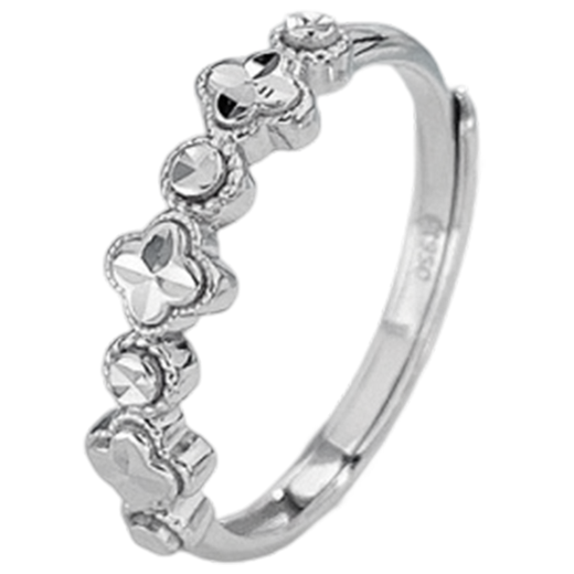 Laomiao pt50 platinum small lucky imitation diamond four-leaf clover women's ring open mouth ring women's birthday gift for girlfriend, about 3.19g