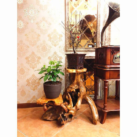 Natural Wurzel Carving Stand Basis Block Wohnzimmer Chinesische Bonsai Fischtank Stand Massivholz Baumwurzel Kunst Balkon Ornament Antike Rosa 16862 Duftkampenkamphal