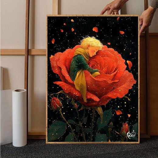 Pupan Little Prince und Rose Digitalöl Malerei Füllungsfarbe Malmalerei Dekompression Acrylölmalerei J4877 Little Prince Ultra-conar-Upgrade Modell 60x80 cm großer Größe Leichter Malerei +