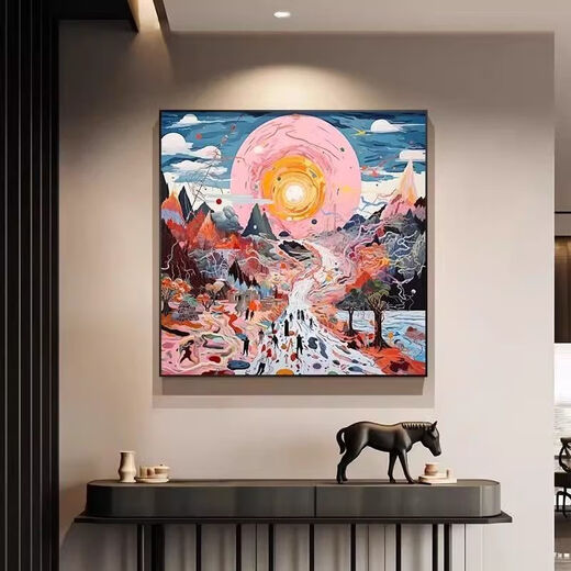 小众创意方板童心未泯高档艺术装饰画客厅餐厅挂画酒店背景墙 TRG3892 100X100可定制款晶瓷面铝合金金框