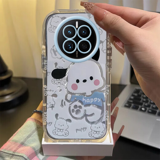 Coole KT Cat Realme GT5Pro Handyhülle transparent RMX3888 All-Inclusive Anti-Fall süßes Set Muschelhalterung Federgarn Puffschale Tritt Pacha Hund Einzelschale Apple 9promax