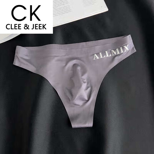 CLEE&JEEK男士内裤青年冰丝夏季简约透气无痕丁字裤性感低腰三角裤 n6805绿+黑 M 90-110斤