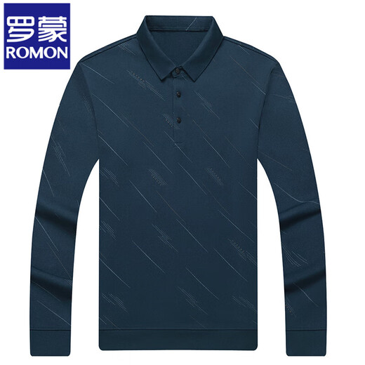
ROMON Summer Ice Silk Men's T-shirt Short Sleeve 2025 New Middle-aged Casual Men's Thin Style Dad T-shirt Polo Shirt Men's Navy Blu HH829 XL 175 Suggestions [140-155Jin [Jin equals 0.5 kg]]