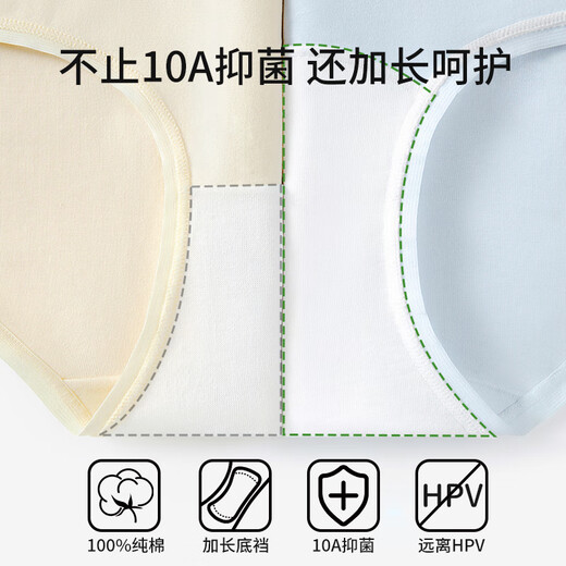 Urban Beauty 4 pieces of HPV-preventable women's underwear, pure cotton, antibacterial, widened, lengthened, crotch, breathable, girls' briefs L