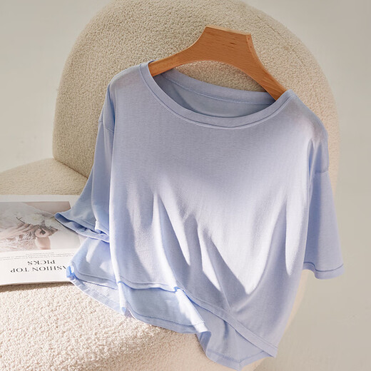 Tens Laisel Kurzärärmelte T-Shirt Damen Bluse 2025 Sommer dünn kühles Yoga T-Shirt Mode Sonnenschutz Top Zr Gans gelb L 105-125jin [Jin ist gleich 0,5 kg]