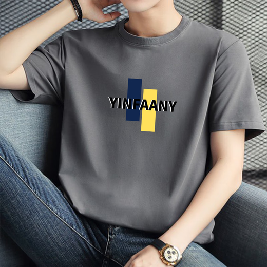 L Lilangs [Markencode-Clearance] Pauls schwere, feste Farbwäsches-Kurzärmel-T-Shirt für den bedruckten Kurzärärmeln von Männern, 6625 Hellblau M [90-115jin [Jin entspricht 0,5 kg]]]