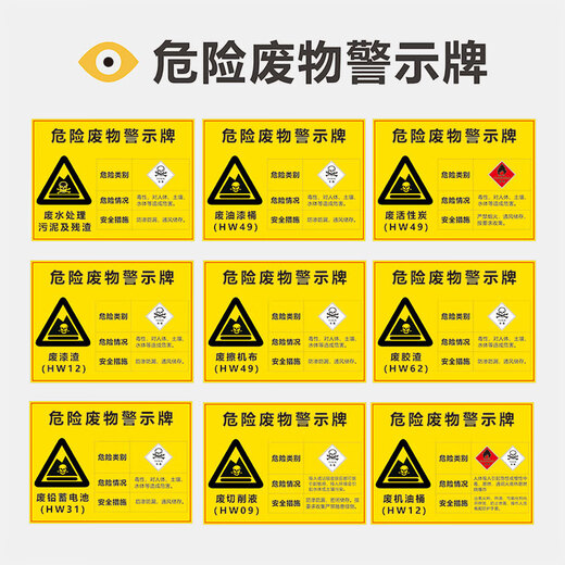 危废标识牌危险废物标识牌汽修厂危废标识危废暂存间仓库标签 v1484工厂企业套餐 40cm*40cm