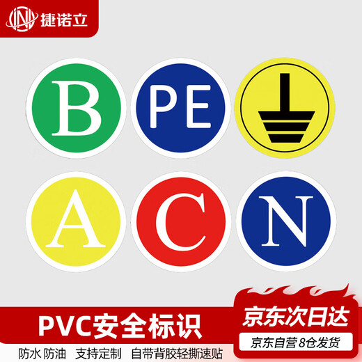 捷诺立（JNL） 电力标识贴 接地标识电力地线标签机器设备底线标识警示标识贴纸【N】2*2cm-50个/包