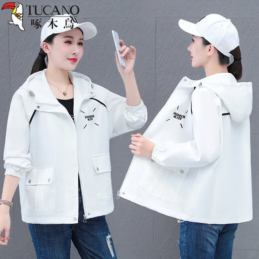 
Woodpecker Spring and Autumn Hooded Short Jacket Women 2025 New Girls Casual Top Korean Fashion Shock Clothes Jacket Women White M Recommended 90-105Jin [Jin equals 0.5 kg]