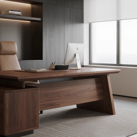 Aesthetic school new Chinese style simple North American black walnut executive desk high-end office hotel hotel B&B customized executive boss desk size customization (contact customer service)