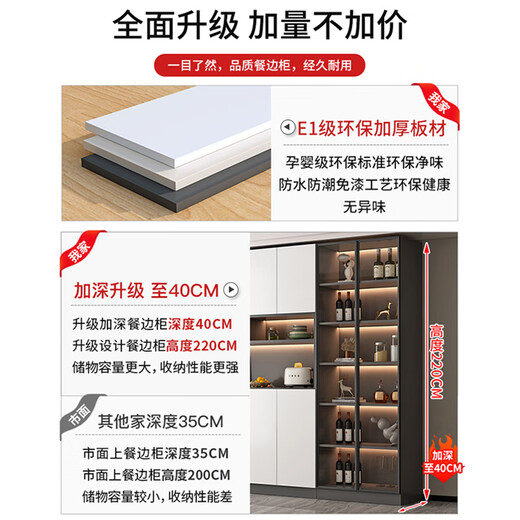美满好太太餐边柜高柜一体靠墙现代简约轻奢客厅收纳柜家用酒柜餐厅储物柜子 款式12240*40*220(送货入户包安 双门