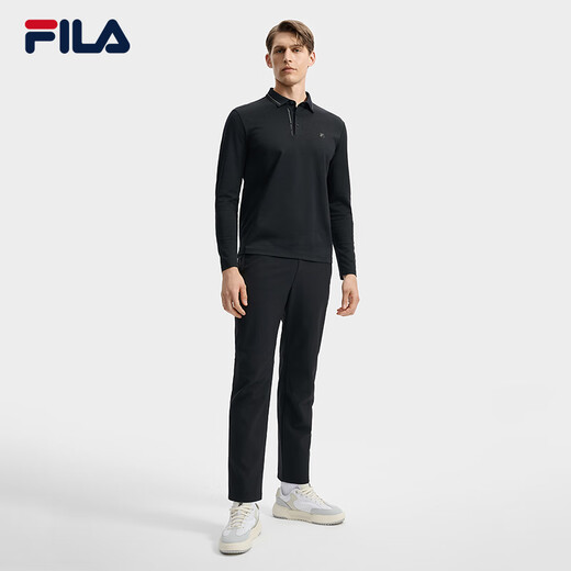 FILA official men's knitted long-sleeved POLO shirt 2025 autumn fashion casual basic top